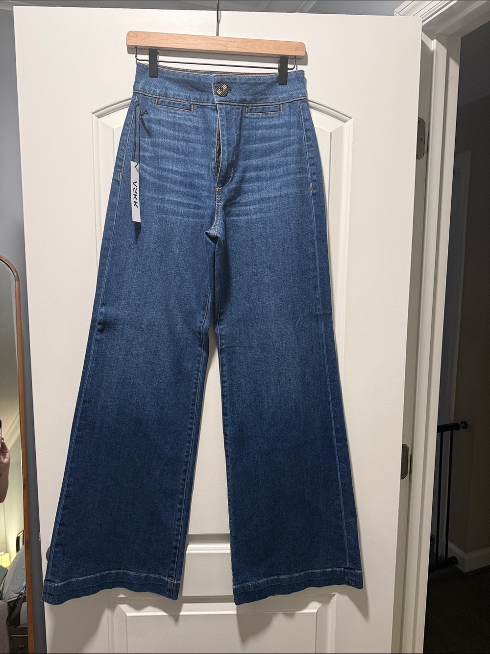 ASKK NY Wide-Leg High-Rise Jeans in Dark Blue Denim
